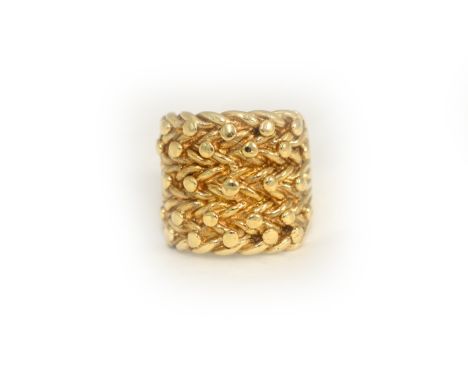 A 9ct H/M keeper ring, size R, approx 13gms