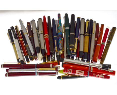 A boxed quantity of vintage &amp; modern fountain pens approx forty five