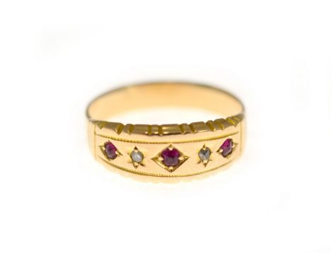 An early 20th century ruby &amp; diamond ring circa 1910, tested to approx 18ct, size J, approx 1.9gms