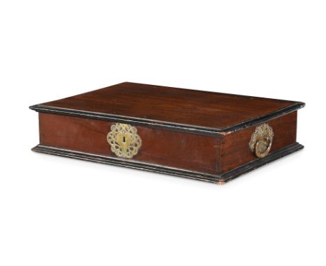 DUTCH EAST INDIA COMPANY: A STAMPED AND DATED HARDWOOD DOCUMENT BOX  MID 18TH CENTURY  Dense hardwood with ebonised mouldings