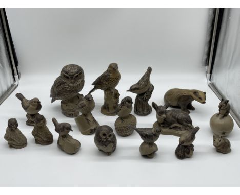 Sixteen Poole Pottery Stoneware England Animal Figures. 