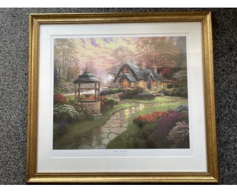 Gilt Framed, Signed - Thomas Kinkade - Make A Wish Cottage, Limited Edition Print 32/390. 