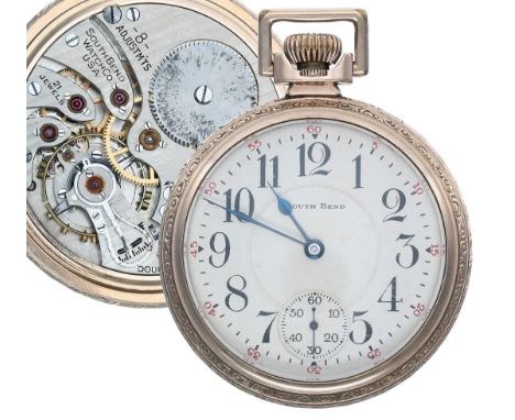 South Bend Watch Co. 'Studebaker' gold plated lever pocket watch, circa 1926, signed 21 jewel 8 adjustments movement, with do
