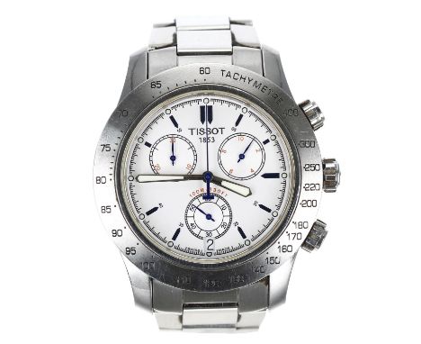 Tissot V8 Chronograph Date stainless steel gentleman's wristwatch, reference no. S 762/862, silvered dial, tachymetre bezel, 