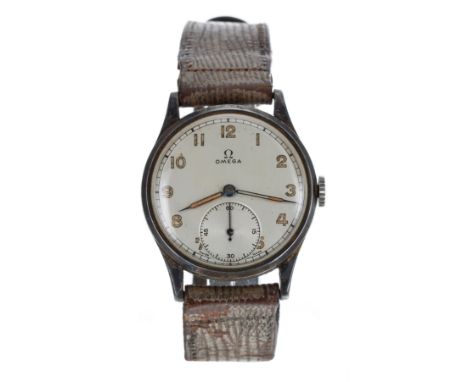 Omega silver gentleman's wristwatch, Birmingham 1941, case no. 13322 712691, serial no. 9185xxx, circular silvered dial with 
