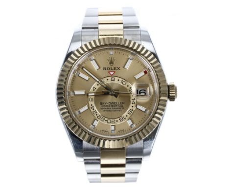 Rolex Oyster Perpetual Sky-Dweller gold and stainless steel gentleman's wristwatch, reference no. 326933, serial no. V204xxxx