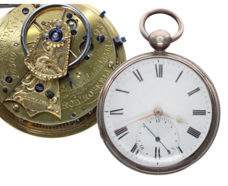 George IV silver 'fifteen second' detached lever pocket watch, Chester 1825, the fusee movement signed Rob't Roskell, Liverpo