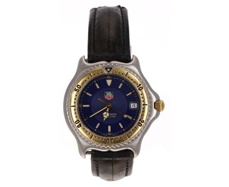 Tag Heuer SEL automatic 200 meters stainless steel gentleman's wristwatch, reference no. W12151, serial no. J67xxx, blue dial