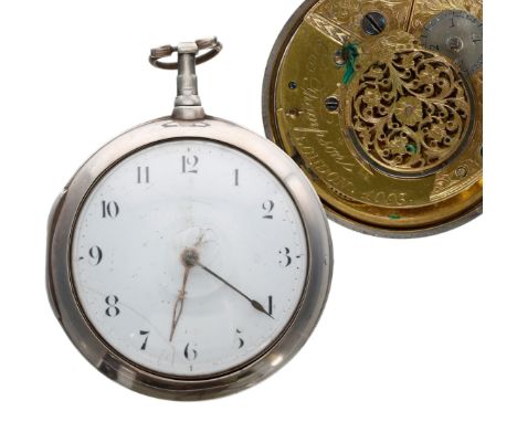 George III silver pair cased verge pocket watch, London 1802, the fusee movement signed Geo. Thompson, London, no. 1093, with