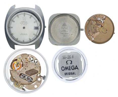 Omega - Omega Electronic f300 Hz chronometer stainless steel wristwatch head for repair/assembly;&nbsp;signed cal. 1250 movem