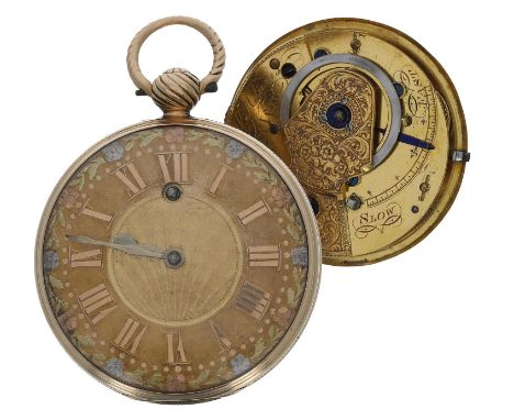 Attractive early 19th century English 18ct verge pocket watch, London 1816, the fusee movement signed Edw. Adams, Exeter, no.