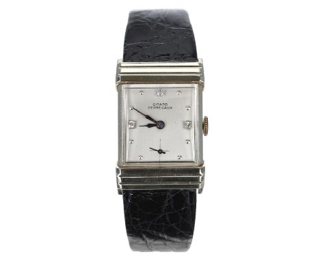 Girard Perregaux 1930s 14ct white gold rectangular gentleman's wristwatch, reference no. E1302, case no. 6663xx, silvered dia
