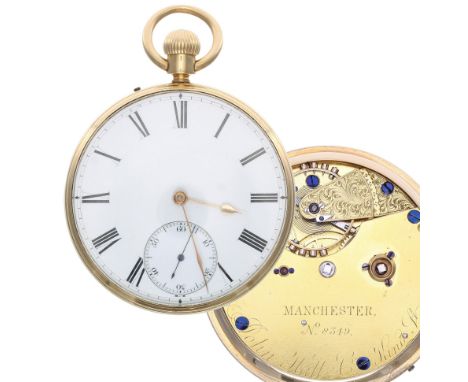 George V 18ct pocket watch, London 1927, the free sprung gilt three quarter plate fusee lever movement signed John Hall & Co.
