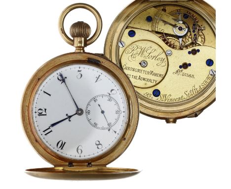 Early 20th century 18ct half hunter lever pocket watch, London 1901, gilt frosted three quarter plate movement signed R.&W. S