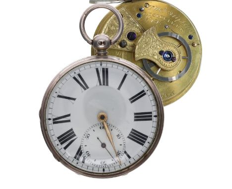 Victorian Savage two-pin lever pocket watch, London 1856, the gilt fusee movement signed Thos. Stripling, Lichfield, no. 1315