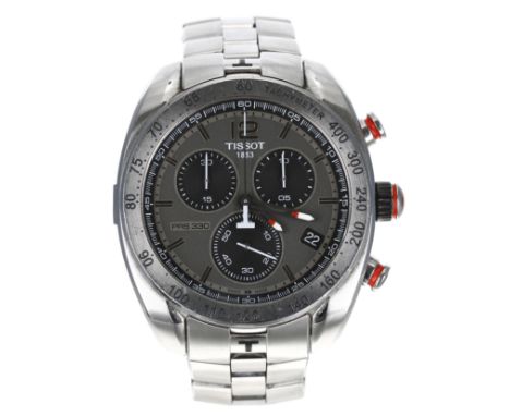 Tissot PRS 330 Chronograph stainless steel gentleman's wristwatch, reference no. T076417A, serial no. 12BBC042xxxx, grey dial