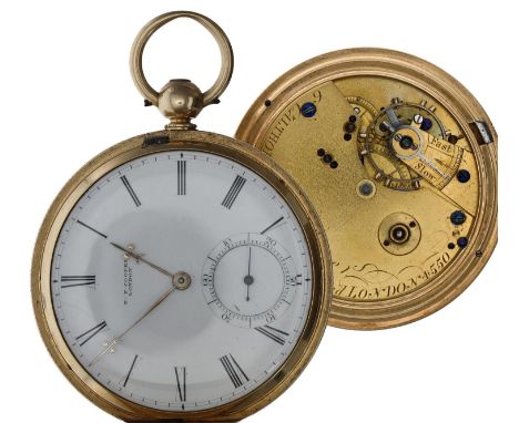 Late Victorian 18ct lever hunter pocket watch, the free sprung gilt three quarter plate fusee movement signed T.F. Cooper, 6 