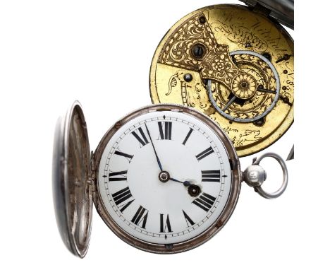 Early 19th century silver verge hunter pocket watch, London 1832, the fusee movement signed Wm Mitchell, London, no.856, with