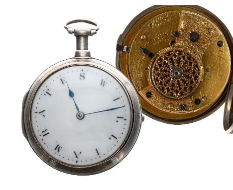 George III silver pair cased verge pocket watch with a 'name' dial, London 1809, the fusee movement signed John Doughty, Lond