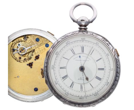 Victorian silver 'Marine Decimal Chronograph' lever pocket watch, Chester 1881, unsigned full plate movement, no. 5/45955, hi