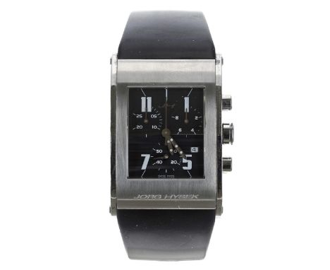 Jorg Hysek Kilada Chronograph rectangular curved gentleman's wristwatch, serial no. 5011-0xxx, black dial, Jorg Hysek black r