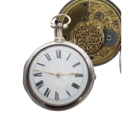 George III silver verge pair cased pocket watch, London 1811, unsigned fusee movement, no. 42773, with pierced engraved balan