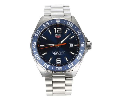 Tag Heuer Formula 1 stainless steel gentleman's wristwatch, reference no. WAZ1010, serial no. WHE3xxx, circa 2021, blue dial,