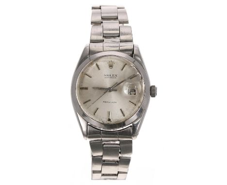 Rolex Oysterdate Precision stainless steel gentleman's wristwatch, reference no. 6694, serial no. 1367xxx, circa 1966, circul