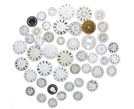 Quantity of assorted enamel dials, also a gilt dial 