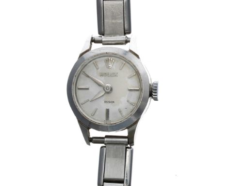 Rolex Precision lady's stainless steel wristwatch, reference no. 9241, silvered dial, signed 17 jewel movement, signed case, 