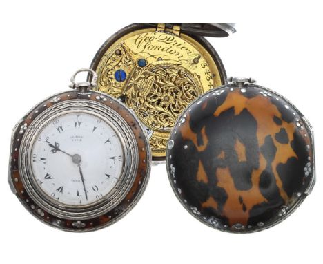 George III silver and tortoiseshell verge triple cased pocket watch made for the Turkish Market by George Prior, London 1808,