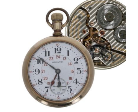 Hamilton Watch Co. 'dual time zone' gold filled lever pocket watch, circa 1916, serial no. 1333512, cal. 992 21 jewel movemen