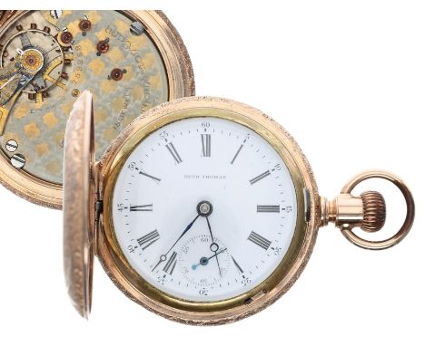 Seth Thomas gold plated lever set hunter pocket watch, circa 1895, signed 15 jewel movement, no. 752263, hinged cuvette, sign