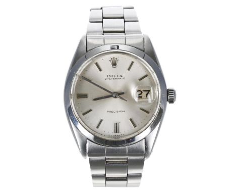 Rolex Oysterdate Precision stainless steel gentleman's wristwatch, reference no. 6694, serial no. 751xxx, circa 1961. silvere