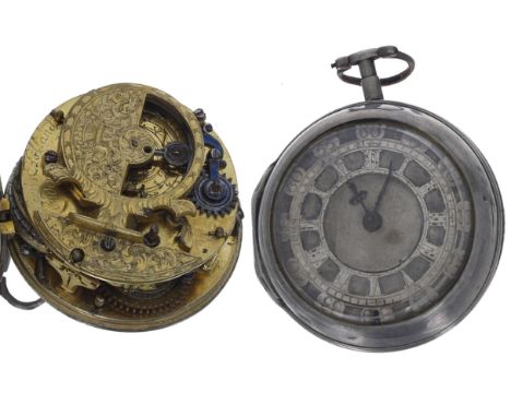 Interesting late 17th/early 18th century English silver 'mock pendulum' verge pocket watch, the fusee movement signed Lewis H