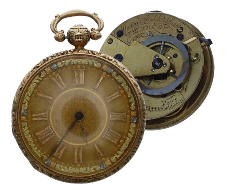 Attractive George IV 18ct verge pocket watch, London 1827, the fusee movement signed Frances Eldershaw, London, no. 1860, wit