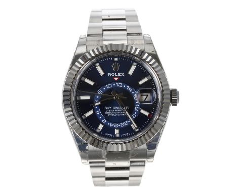 Rolex Oyster Perpetual Sky-Dweller stainless steel and white gold gentleman's wristwatch, reference no. 326934, serial no. 15