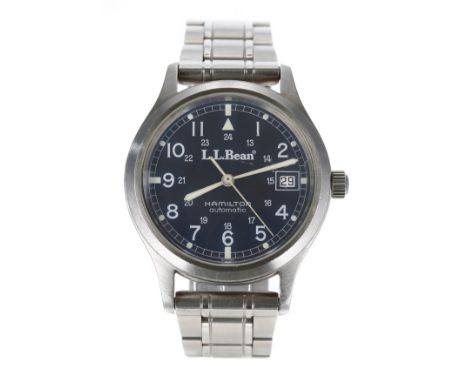 Hamilton 'L.L. Bean' automatic stainless steel gentleman's wristwatch, reference no. 9721, black dial branded 'L.L. Bean', la
