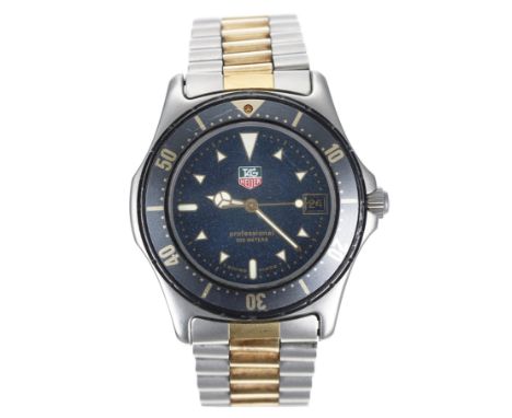 Tag Heuer 2000 Professional bicolour gentleman's wristwatch, reference no. 972.606F, serial no. E2xxxx, blue dial with date a