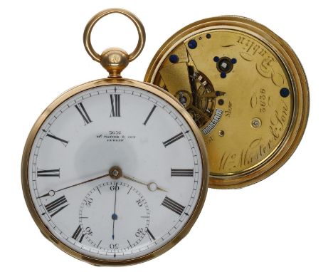 19th century 18ct duplex pocket watch, London 1840, the free sprung gilt three quarter plate fusee movement signed McMaster &