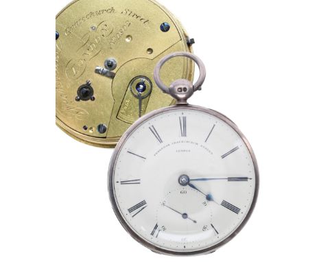 Frodsham, London silver duplex pocket watch, London 1836, the fusee movement signed Frodsham, Gracechurch Street, London, no.