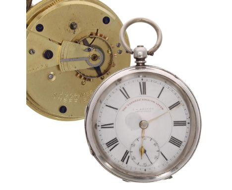 J.G. Graves 'The Express English Lever' silver engine turned pocket watch, Birmingham 1900, 53mm-Movement - currently functio