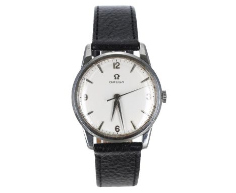 Omega stainless steel gentleman's wristwatch, reference no. 14726-1 SC, serial no. 17326xxx, circa 1960, circular silvered di