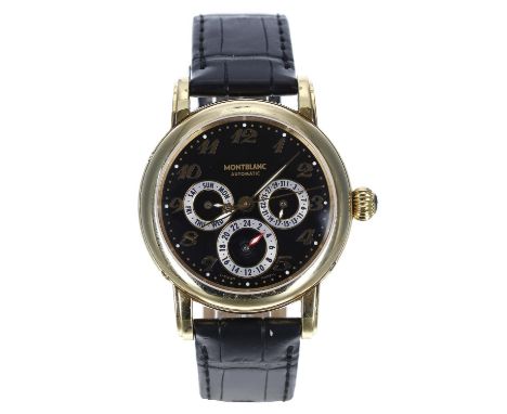 Montblanc Meisterstuck Dual Time Calendar automatic gold plated gentleman's wristwatch, reference no. 7014, serial no. PL64xx