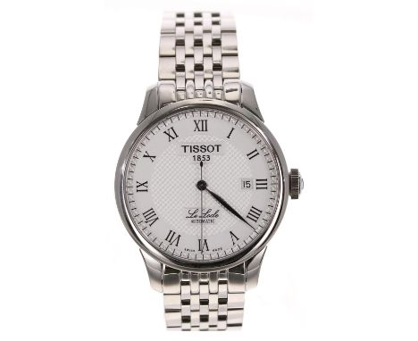 Tissot Le Locle automatic stainless steel gentleman's wristwatch, reference no. L164/264-1, circa 2016, circular silvered dia