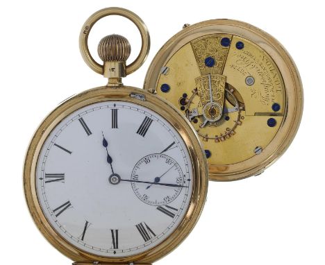 Victorian 18ct half hunter lever pocket watch, London 1883, the movement signed Thompson & Vine, 122 Aldersgate Street, Londo