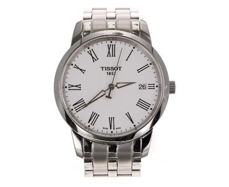 Tissot Classic Dream stainless steel gentleman's wristwatch, reference no. T033410A, circa 2011, white dial, Tissot bracelet 