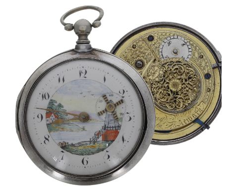Good early 19th century automaton silver pair cased verge pocket watch, London 1801, the fusee movement signed Rich Herring, 