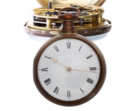 Early 19th century English gilt metal thirty-tooth 'Patent' rack lever pair cased pocket watch, the fusee movement signed JP 