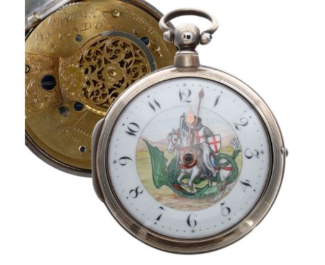 William IV English silver pair cased verge pocket watch, London 1831, the fusee movement signed J. Banks, London, no. 10830, 